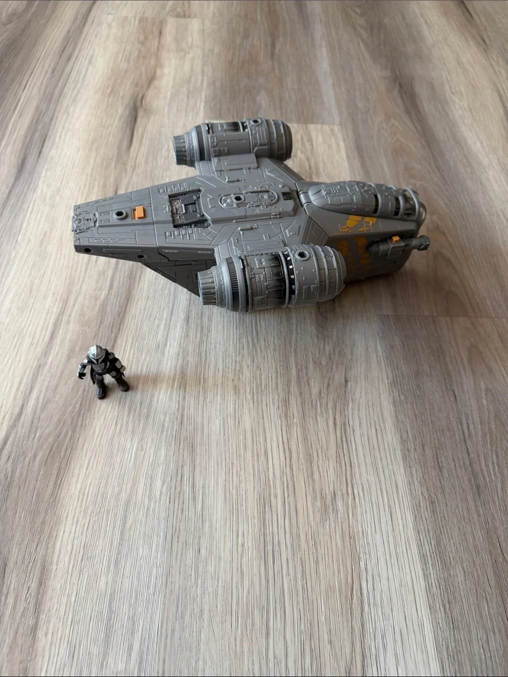 Star Wars Gray Cargo Starfighter Toy with Orange Markings